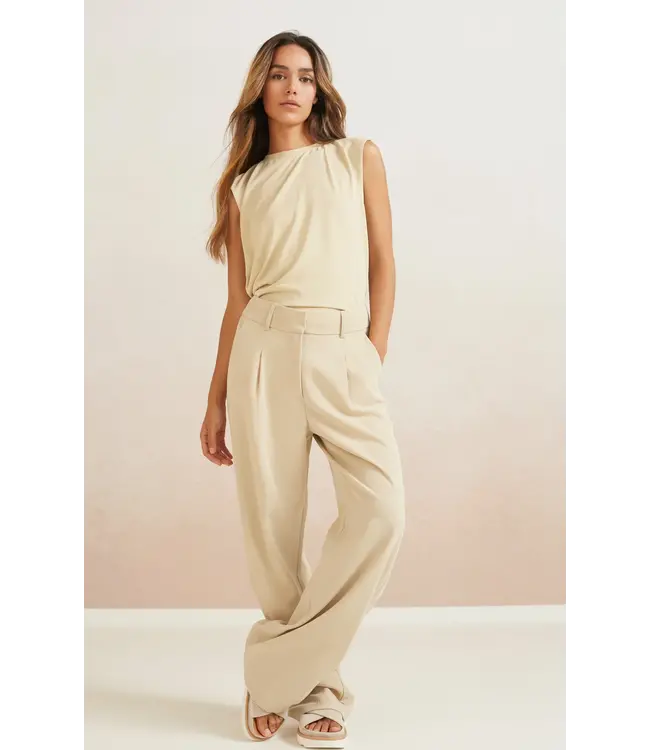01-301125-405/99315  Woven high waist wide leg trousers with pleaths