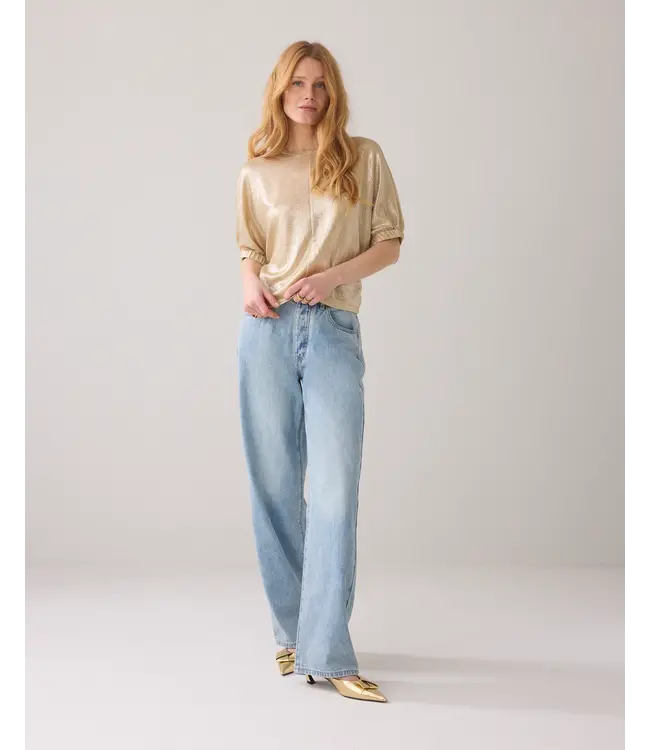 3s5097-30672/000732-Softcamel  Batwing Boxy Top Metallic Sweat Fluid