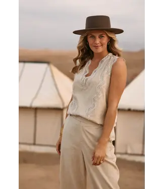 NUKUS NKS01033/Sand  Maya Top Embroidery