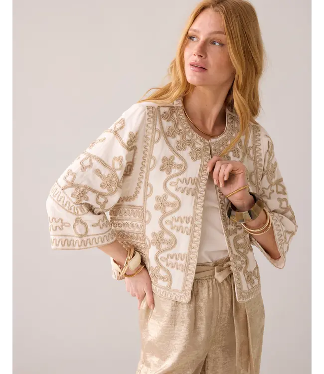 1s1221-12241/000122-Ivory  Jacket tape embroidered