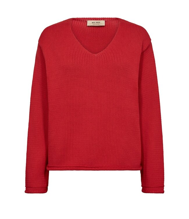 168060/ChineseRed  MMBine LS V-neck Knit