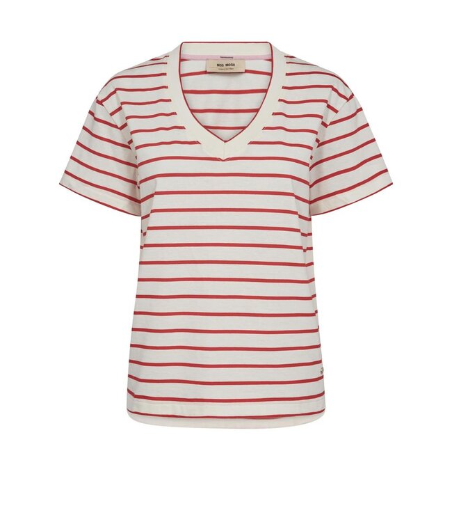 168630/ChineseRed  MMNani V-SS Stripe Tee