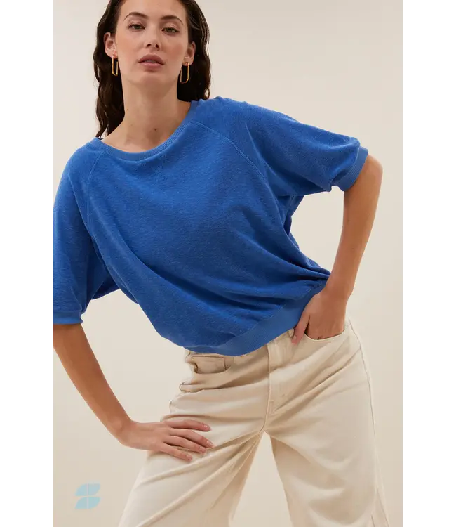 25111011 Neva slub top  QueensBlue