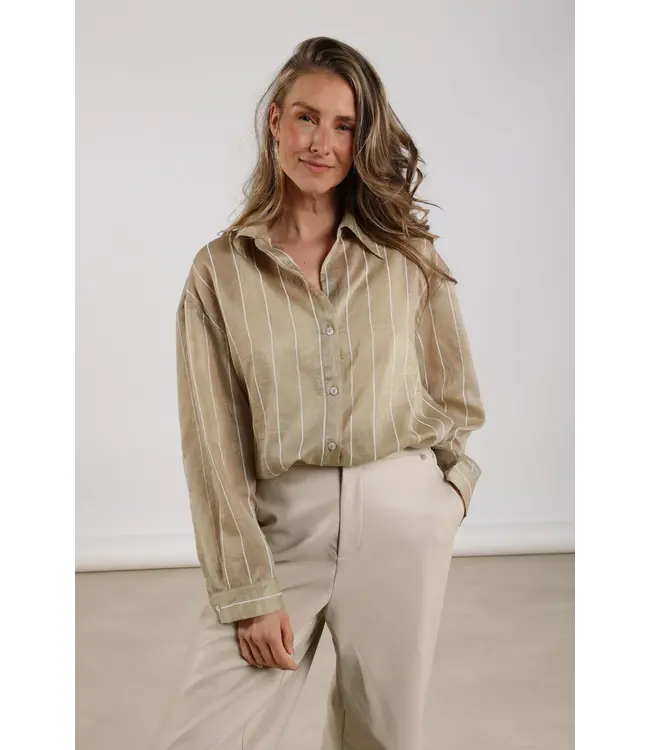 NKF02011/Gold/OffWhite  Iris Blouse Stripe