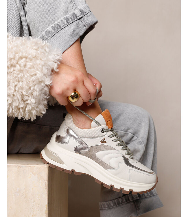 62317-01-002 Liz Leighton Velvet/Vacchetta - Mushroom Sneakers