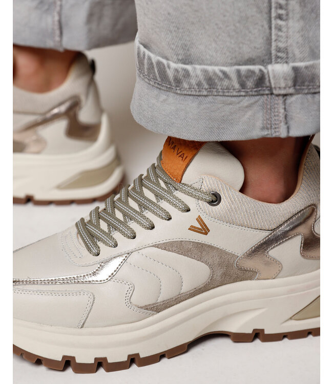 62317-01-002 Liz Leighton Velvet/Vacchetta - Mushroom Sneakers