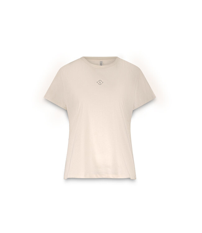 3s5185-30714/000122-Ivory  Rhine stone logo tee