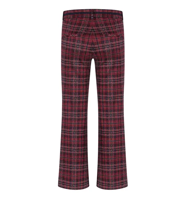 6456-0387/12-848  Francoise kick flare broek ruit  Burgundy/blue