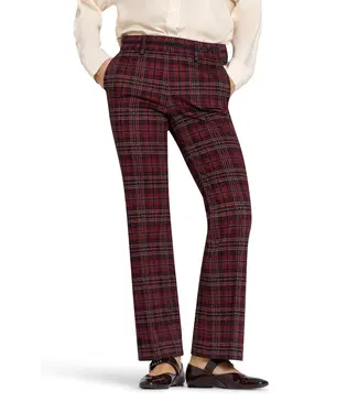 Cambio 6456-0387/12-848  Francoise kick flare broek ruit  Burgundy/blue