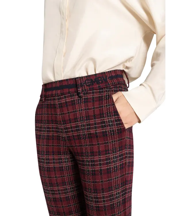 6456-0387/12-848  Francoise kick flare broek ruit  Burgundy/blue