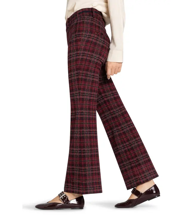 6456-0387/12-848  Francoise kick flare broek ruit  Burgundy/blue