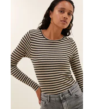 by-bar 101008/chalk  basic ls stripe top