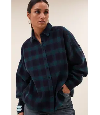 by-bar 25512061/bottle green check  jada check blouse