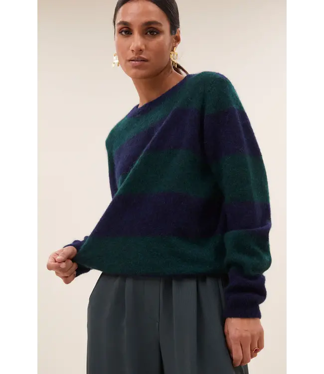 25515023/dark green stripe  gwen big stripe pullover