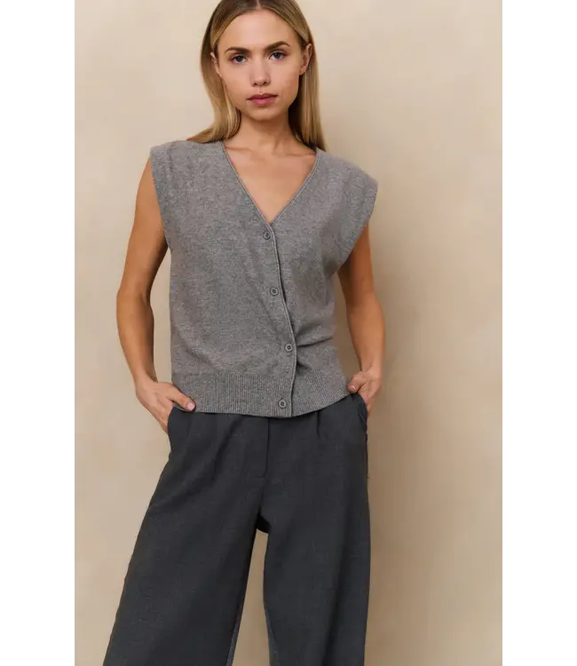 01-010120-508/99022  Knitted gilet with V-neck and asymmetric buttoning