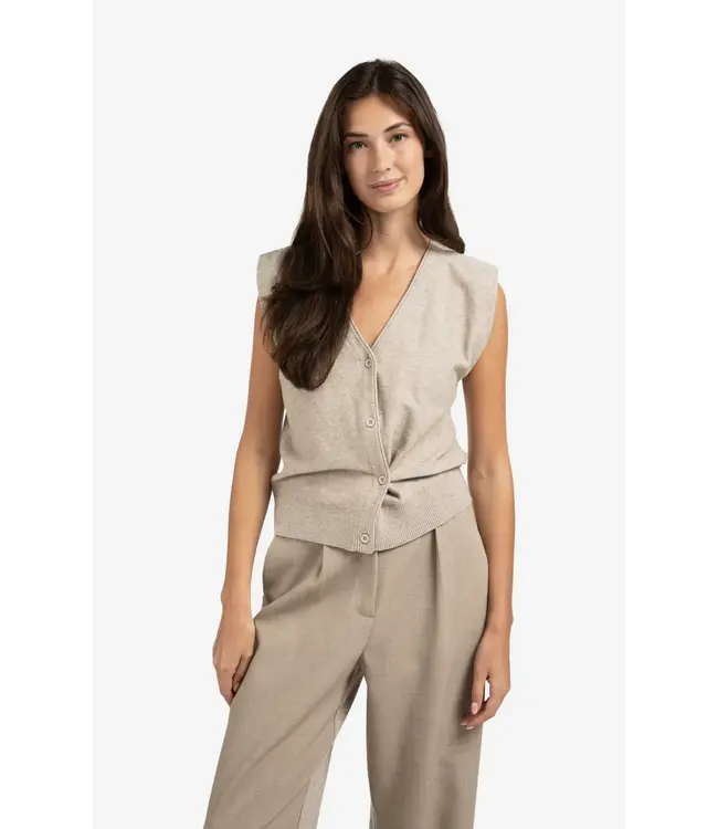 01-010120-508/99007  Knitted gilet with V-neck and asymmetric buttoning