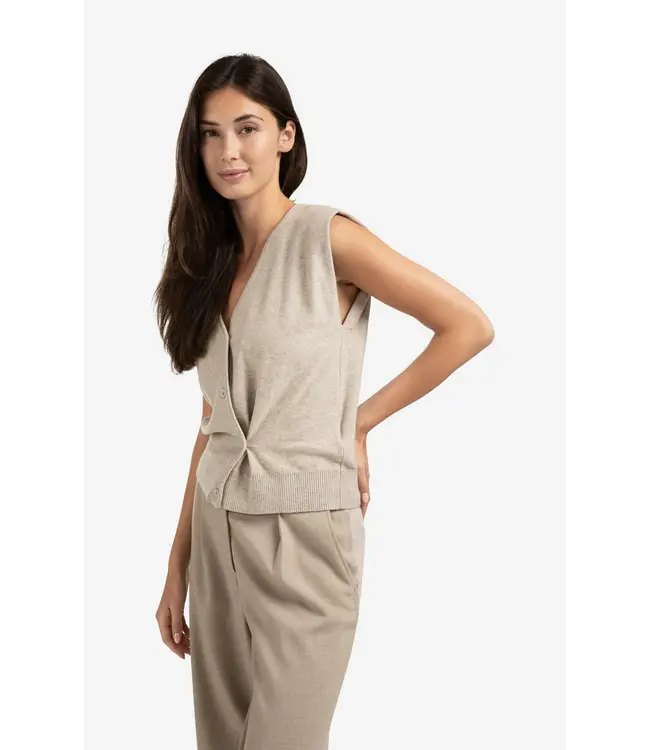 01-010120-508/99007  Knitted gilet with V-neck and asymmetric buttoning