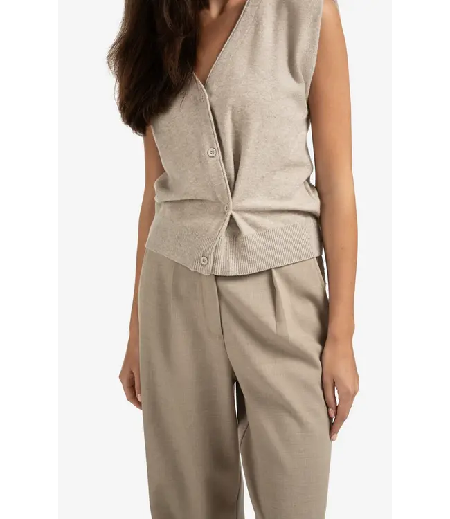 01-010120-508/99007  Knitted gilet with V-neck and asymmetric buttoning