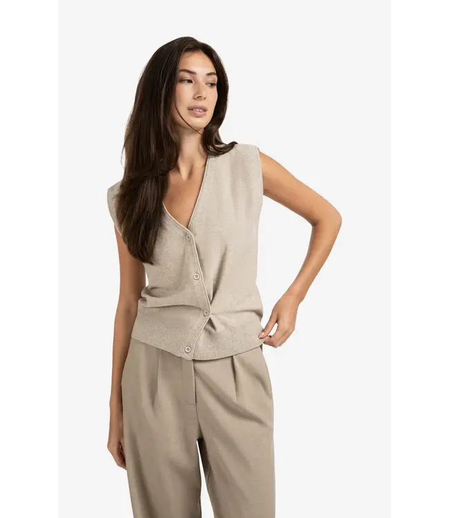 01-010120-508/99007  Knitted gilet with V-neck and asymmetric buttoning