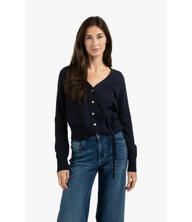 01-010122-508/94016  Cardigan with V-neck and tie waist