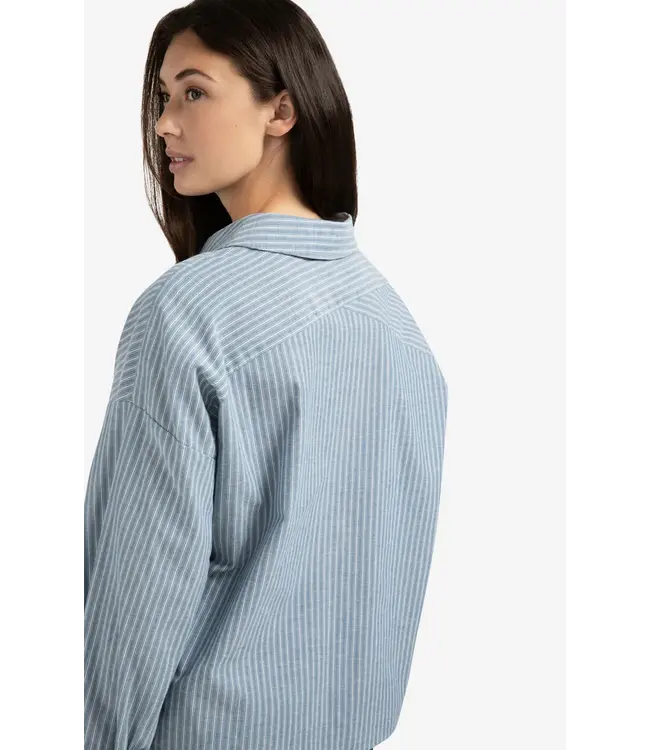 01-201178-508/990001  Striped blouse with chest pocket and long sleeves