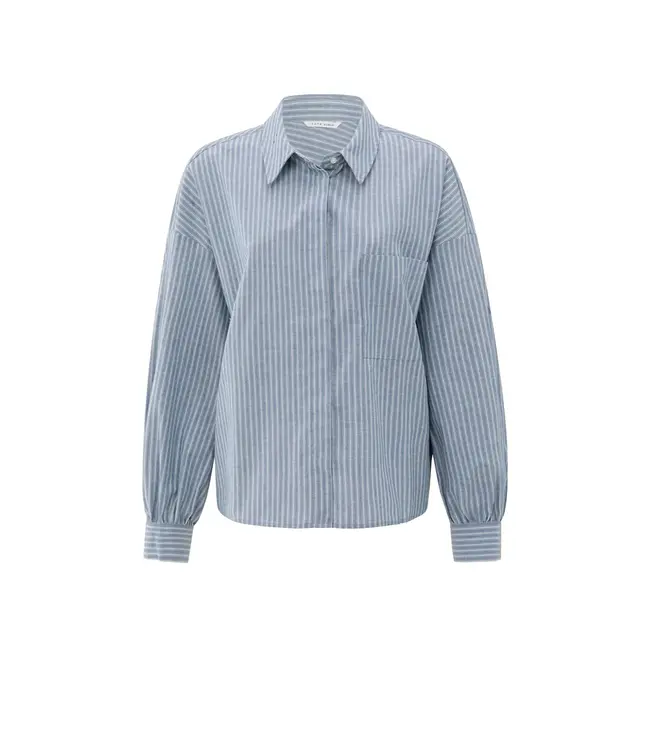 01-201178-508/990001  Striped blouse with chest pocket and long sleeves