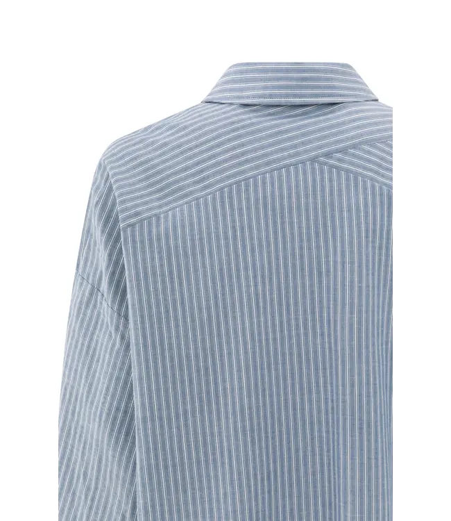 01-201178-508/990001  Striped blouse with chest pocket and long sleeves