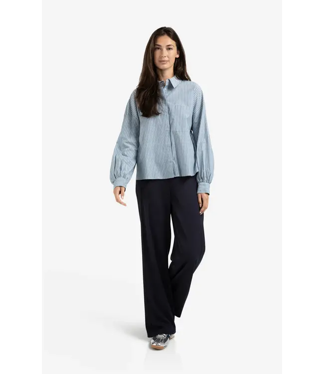 01-201178-508/990001  Striped blouse with chest pocket and long sleeves