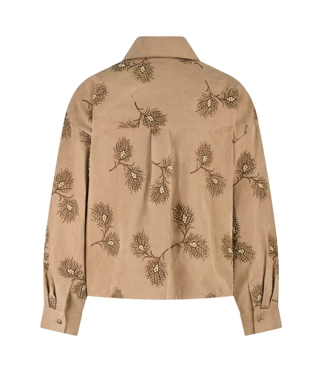 NKF02078/Camel  Iris Blouse Embroidery