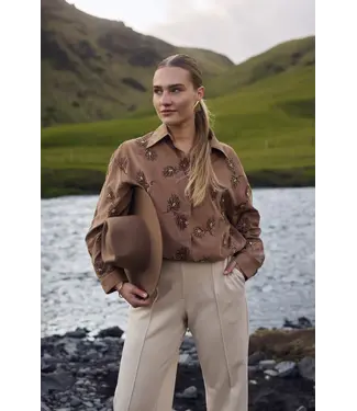 NUKUS NKF02078/Camel  Iris Blouse Embroidery