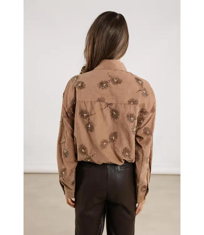 NKF02078/Camel  Iris Blouse Embroidery