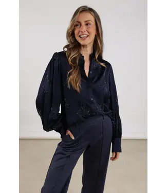 NUKUS NKF02069/Navy  Preston Blouse Embroidery