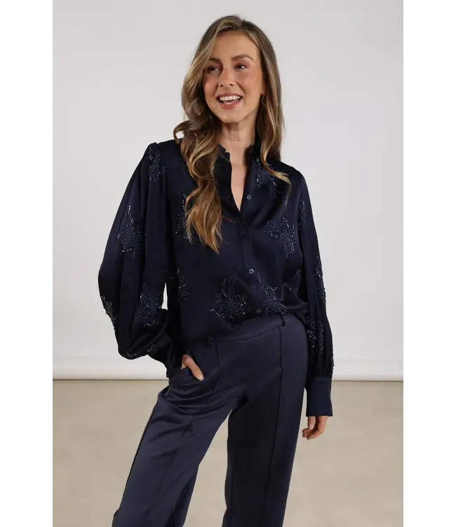 NKF02069/Navy  Preston Blouse Embroidery