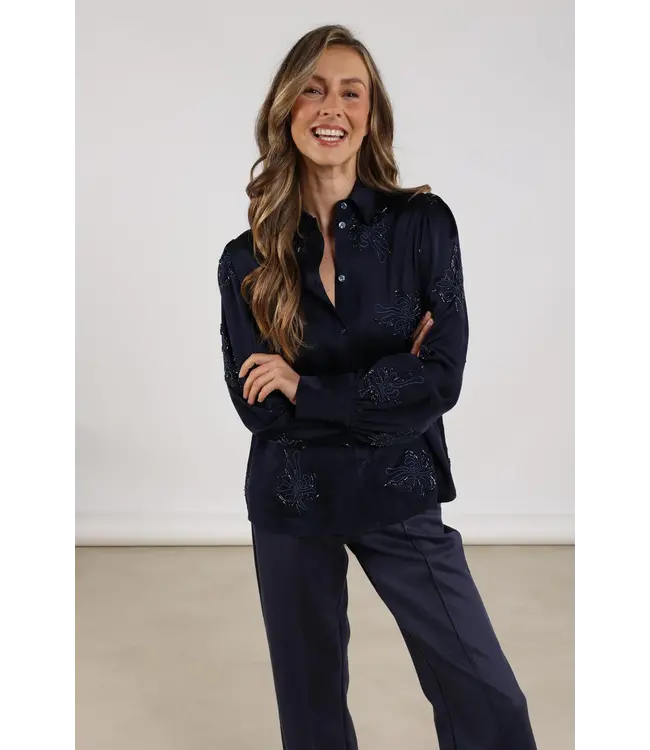 NKF02069/Navy  Preston Blouse Embroidery