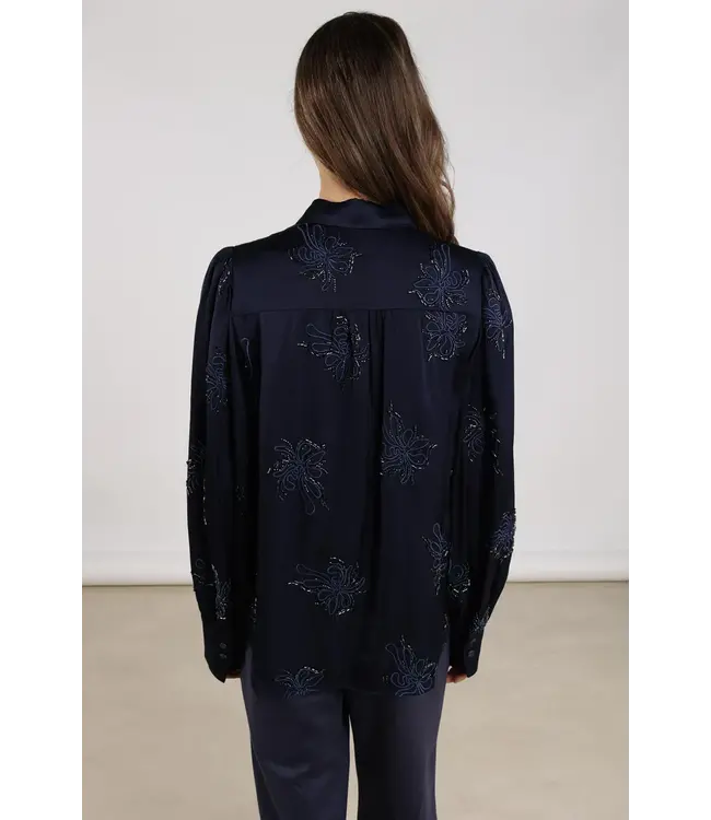 NKF02069/Navy  Preston Blouse Embroidery