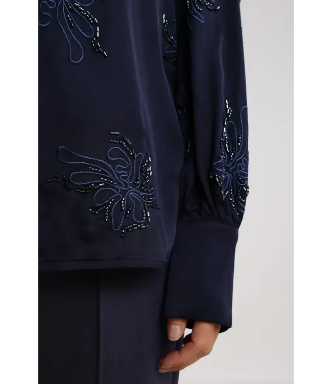 NKF02069/Navy  Preston Blouse Embroidery