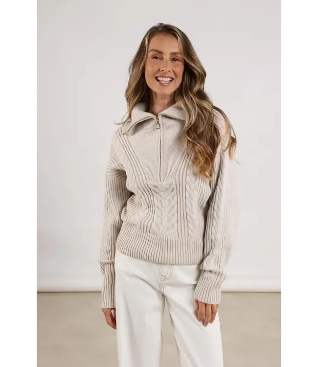 NKF03025/Sand  Clair Pullover Zipper