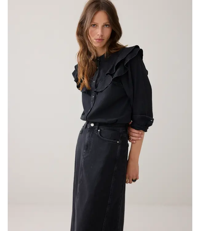 6s1330-5197/000499-BlackDenim  Denim skirt comford black denim