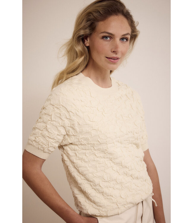 Y05-17-601/006800-Stone  Short-Sleeve 3D-Knit Jumper