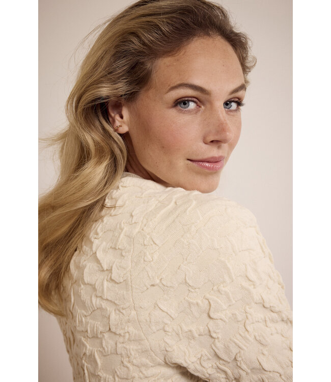 Y05-17-601/006800-Stone  Short-Sleeve 3D-Knit Jumper