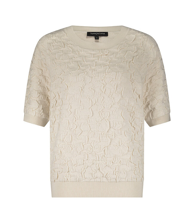 Y05-17-601/006800-Stone  Short-Sleeve 3D-Knit Jumper