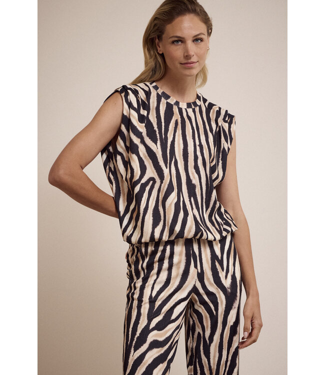 D02-17-401/009991-PrintNeutrals  Sleeveless Top Savannah Stripes