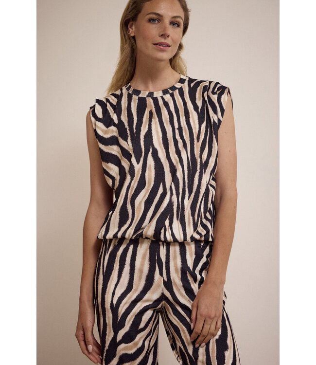 D02-17-401/009991-PrintNeutrals  Sleeveless Top Savannah Stripes