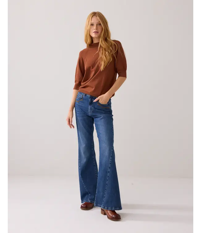 7s7935-7980/000752-Cacao  Short sleeve sweater soft viscose polyamide knit