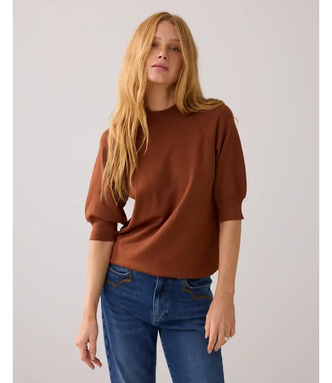 7s7935-7980/000752-Cacao  Short sleeve sweater soft viscose polyamide knit