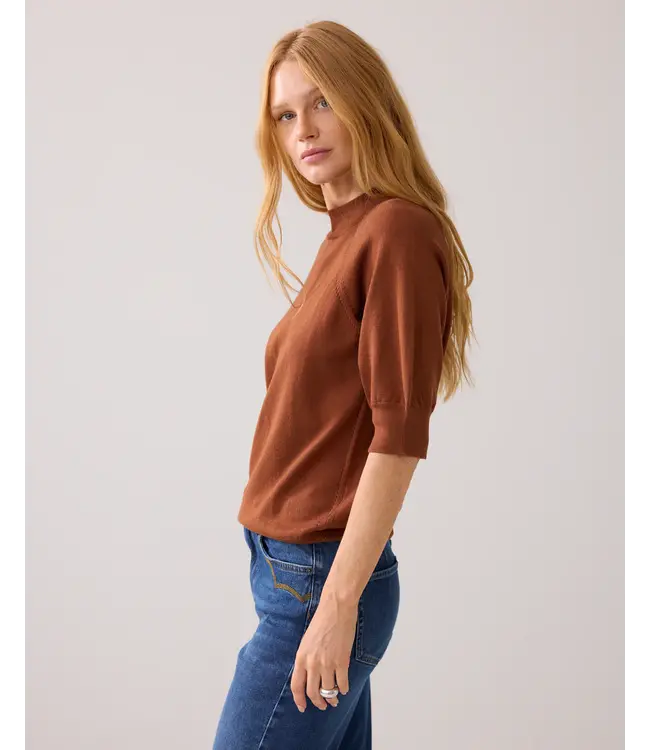 7s7935-7980/000752-Cacao  Short sleeve sweater soft viscose polyamide knit