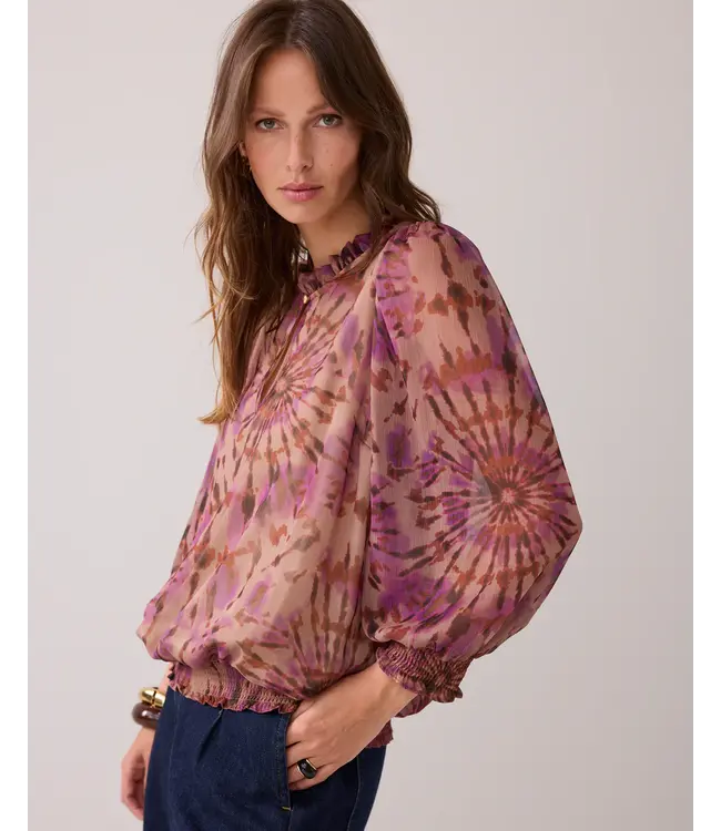 2s3348-12269/000120-MultiColour  Top smock Tie dye print