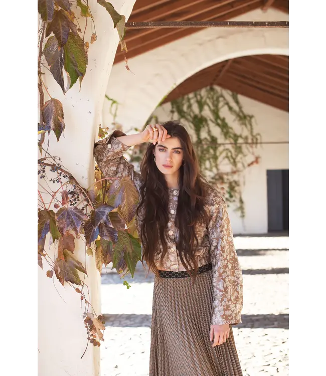 1s1205-12293/000722-Alpaca  Jacket bomber Leaves jaquard