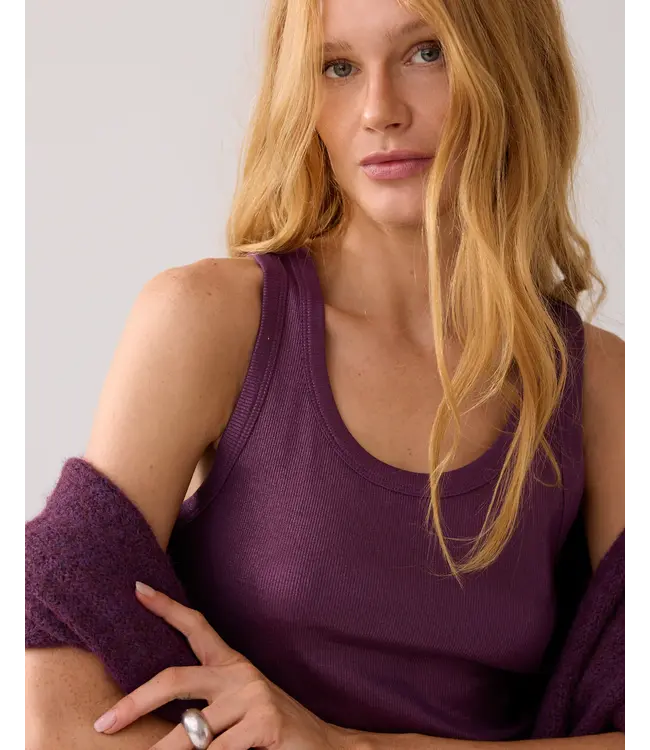 3s4873-5138/000324-WineBerry  Rib tanktop cotton rib