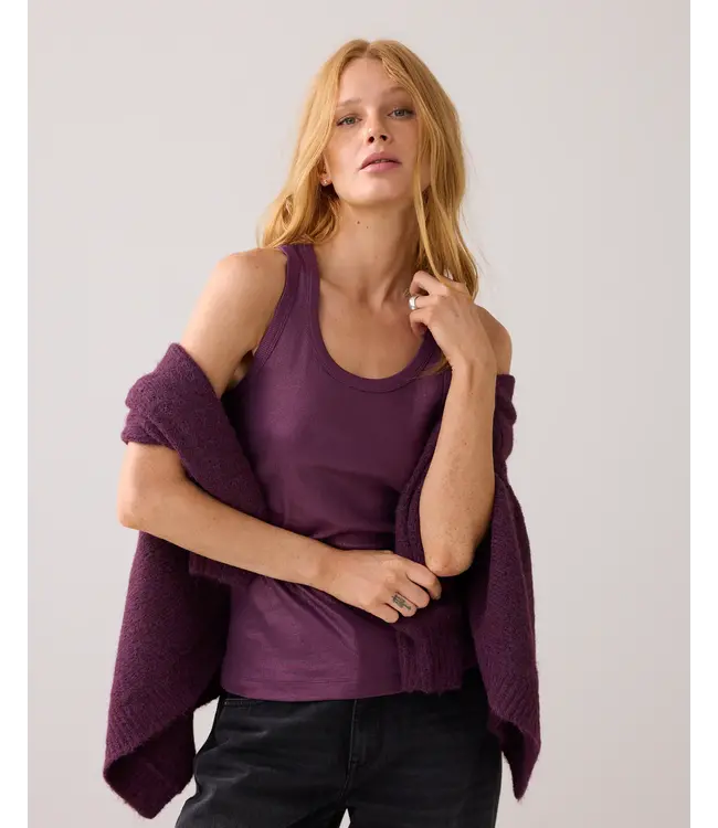 3s4873-5138/000324-WineBerry  Rib tanktop cotton rib